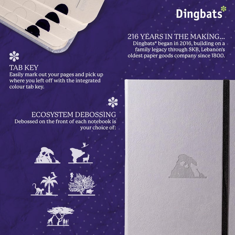 Dingbats* Notebooks Dingbats - Earth Dotted A5 Medium Notebook, Glicine Arctic - Hardcover - Cream 100gsm Ink-Proof Paper - Numbered Pages, Index & Key Pages - Image 2